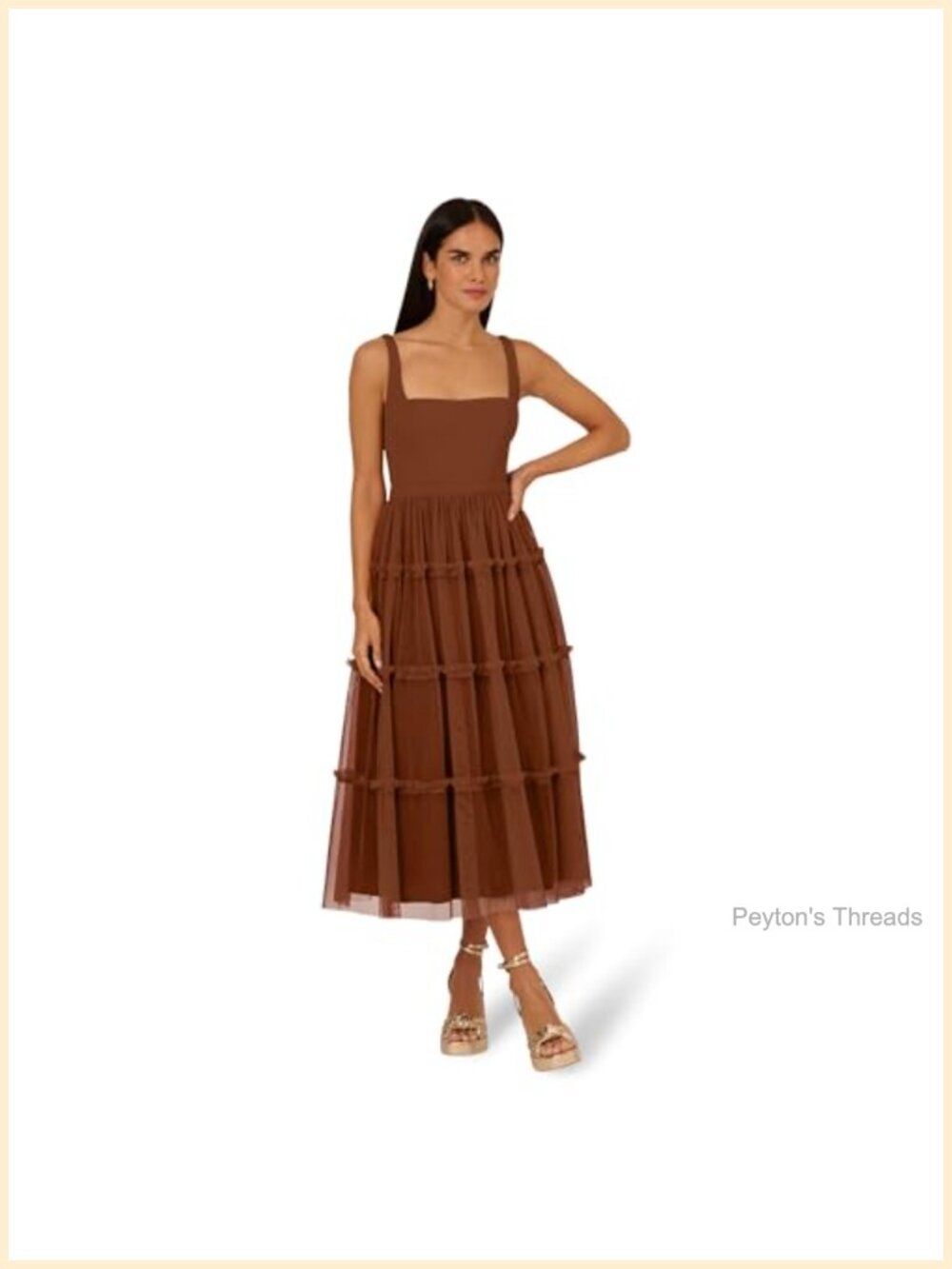 Sleeveless Knit & Mesh Midi Dress with Pockets Square Neck